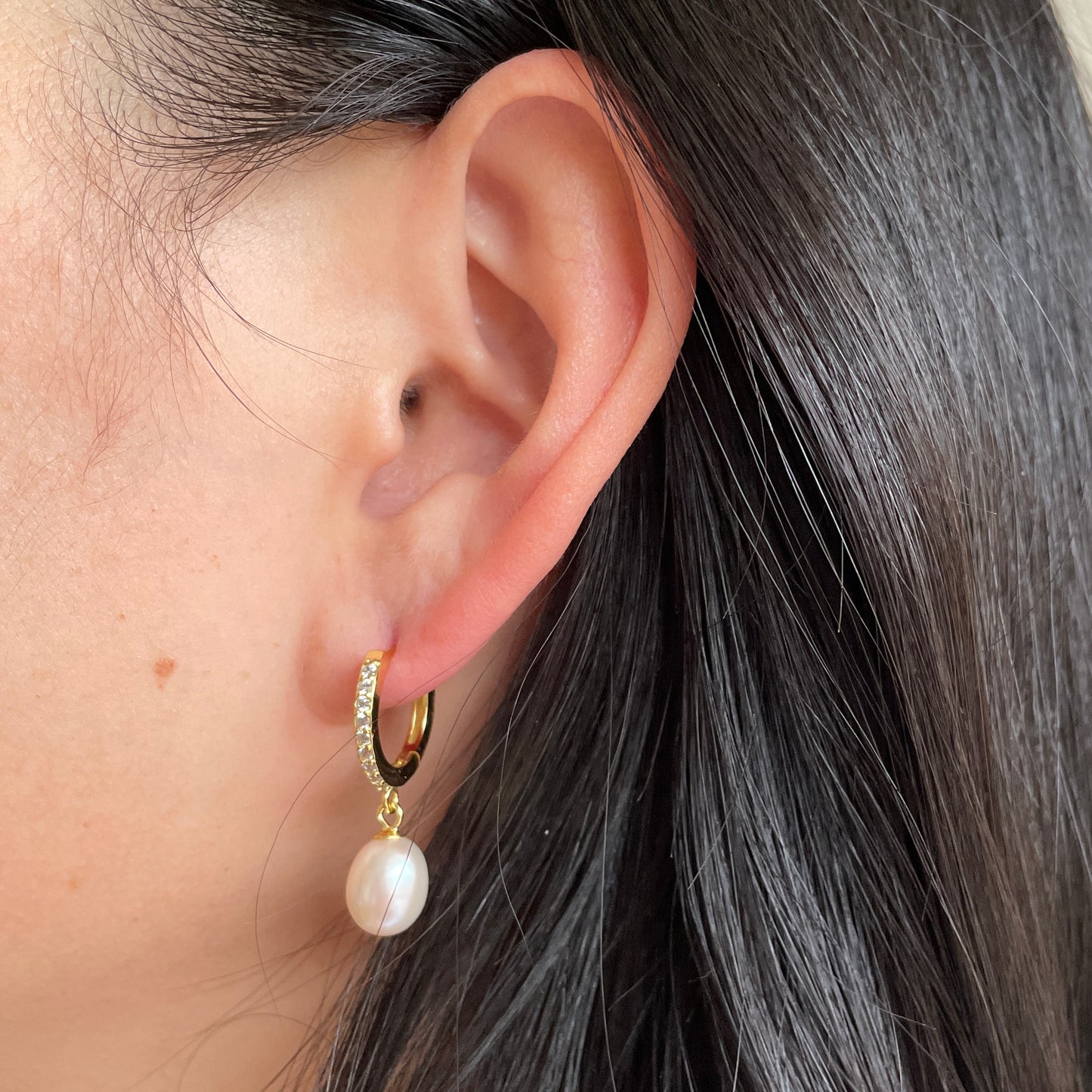 Pearl Hoop Earrings - Celeste