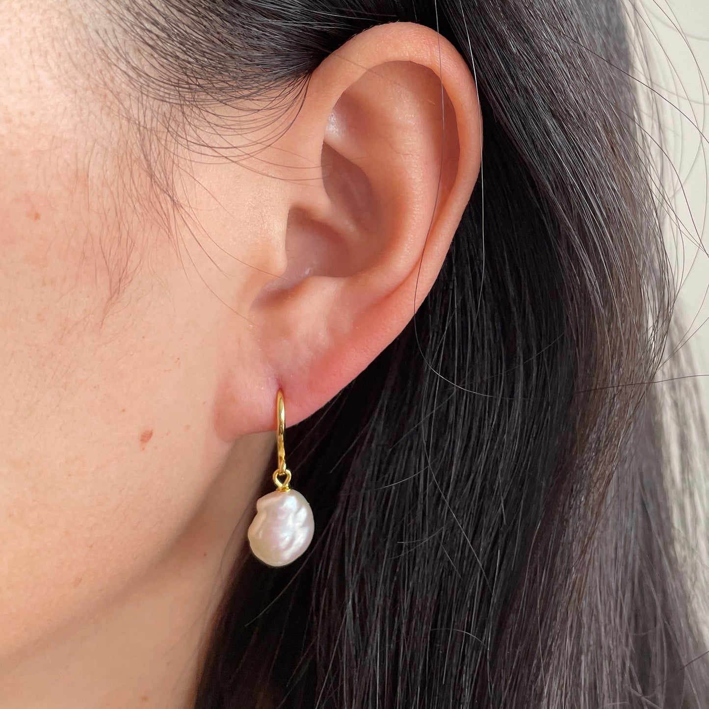 Baroque Pearl Hook Earrings - Shell