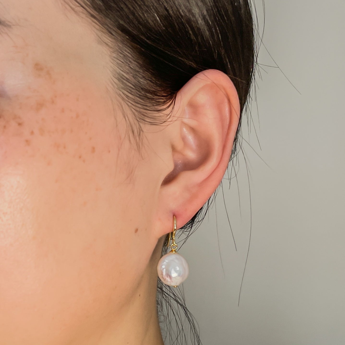 Baroque Pearl Hook Earrings - Shell