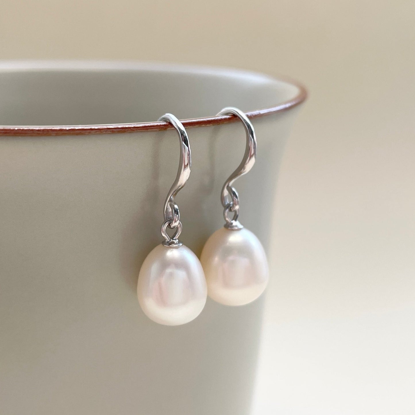 Pearl Hook Earrings - Pear