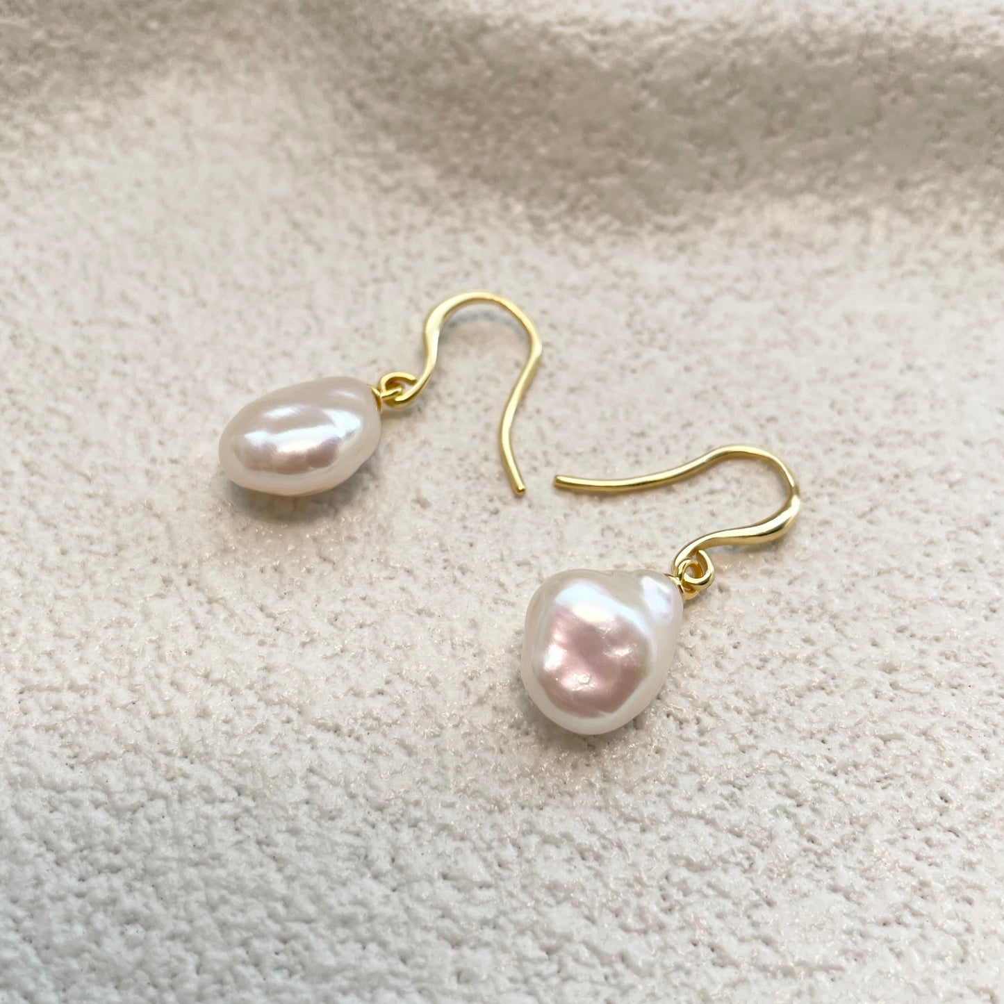 Baroque Pearl Hook Earrings - Shell