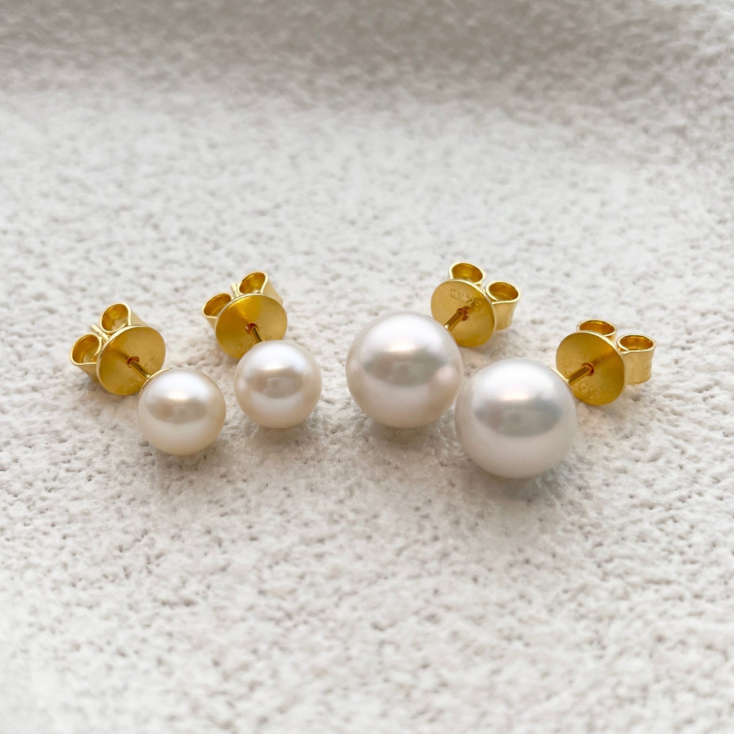 Pearl earrings for mum and daughter gold plated