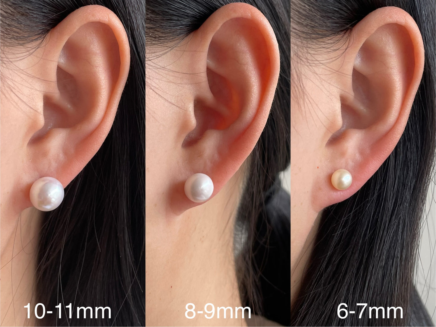 Pearl size on ear comparison