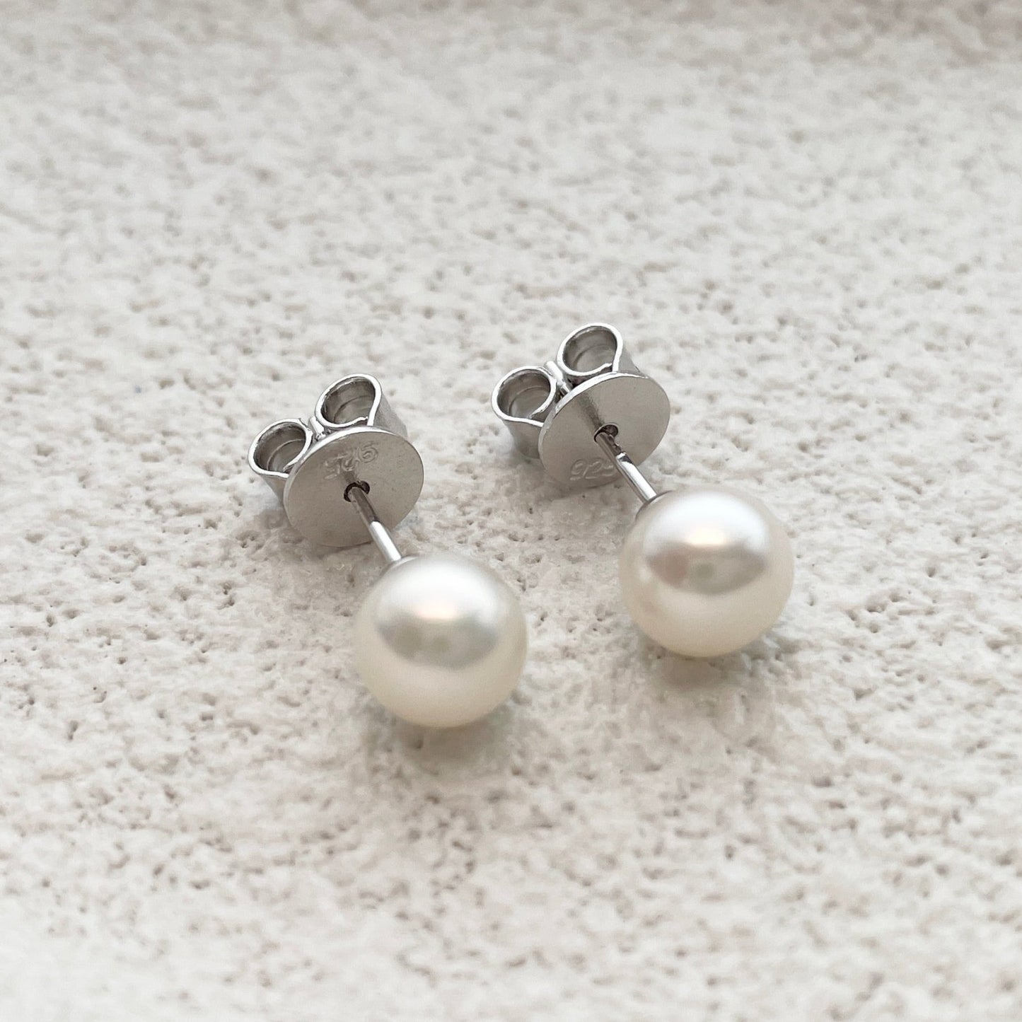 Silver pearl earrings small