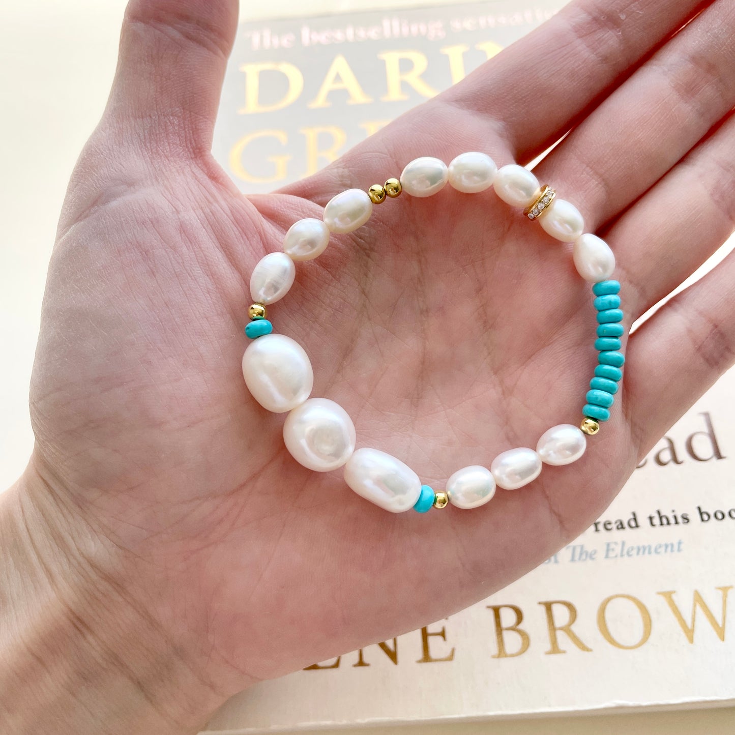 baroque pearl bracelet on hand
