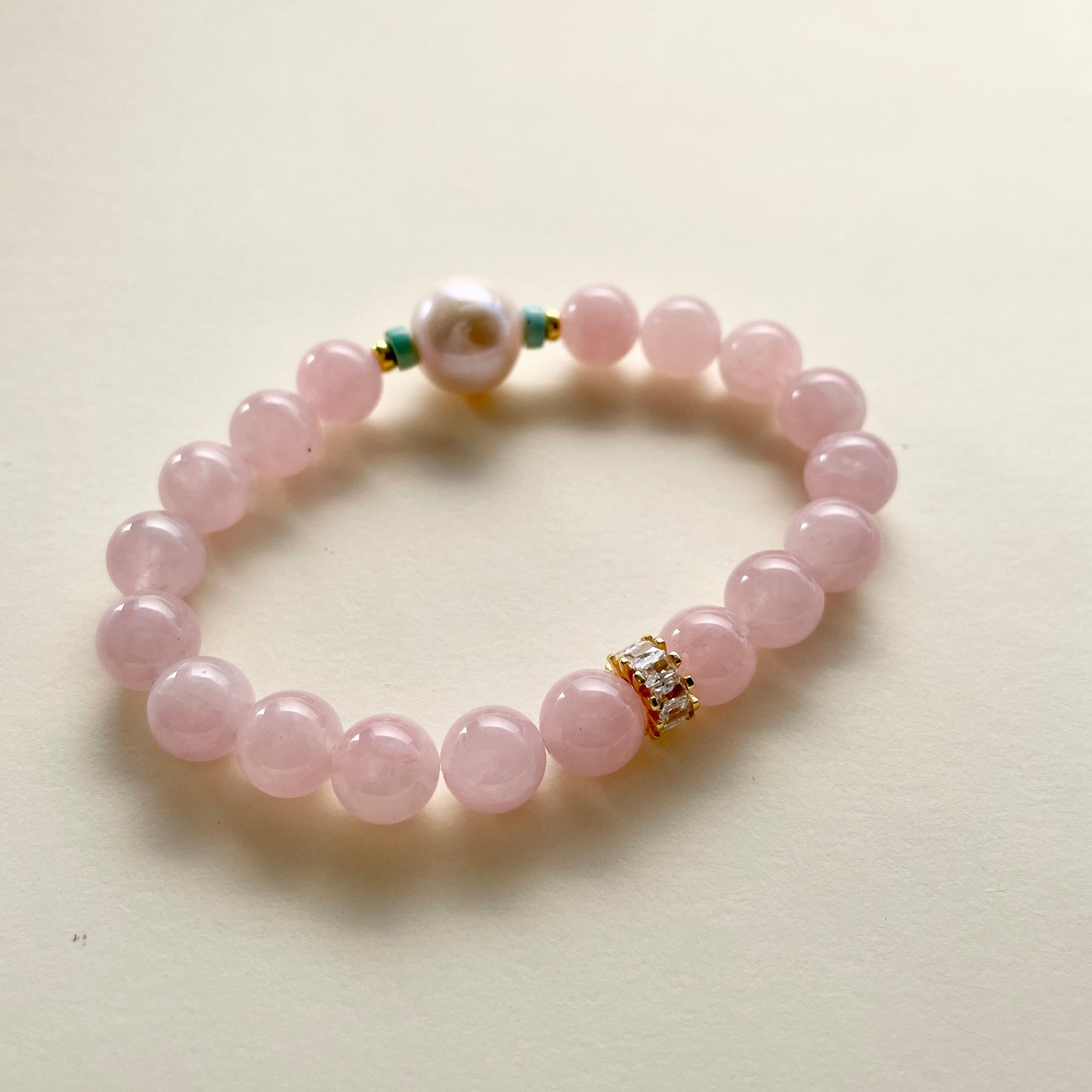 pearl and rose quartz bracelet
