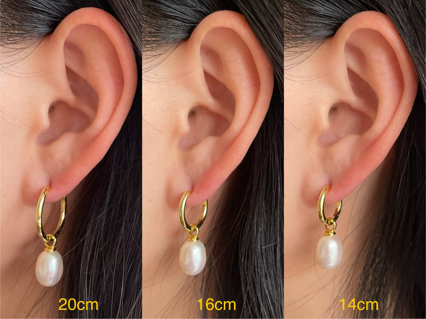 pearl earrings hoop on ear