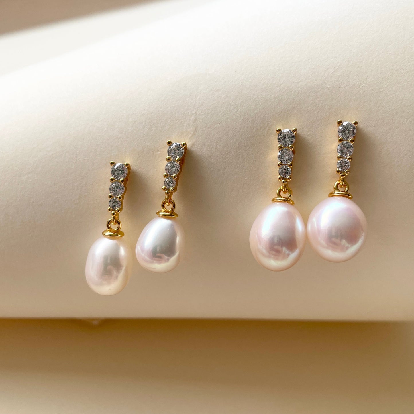 pearl earrings with gold plated silver