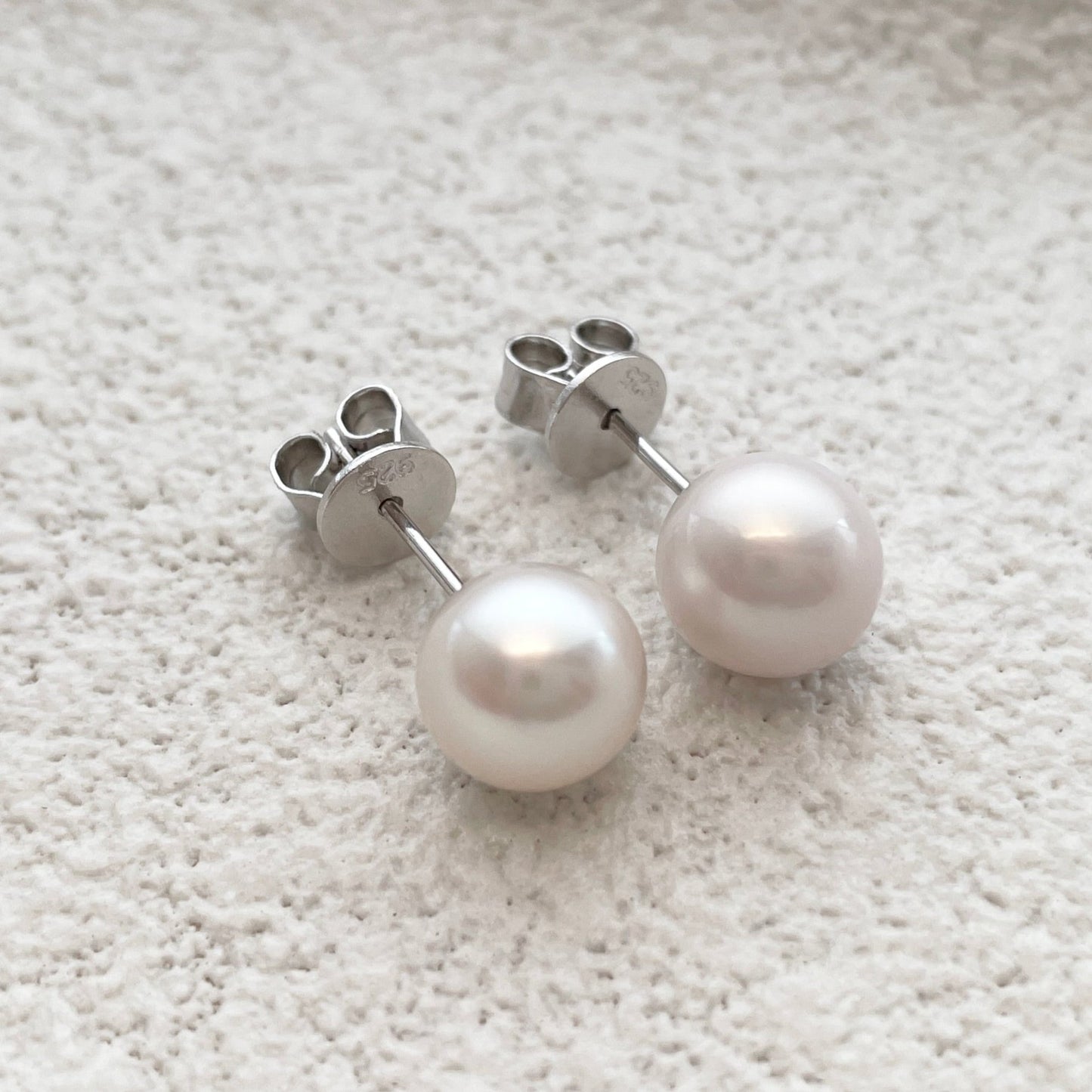 Silver pearl earrings