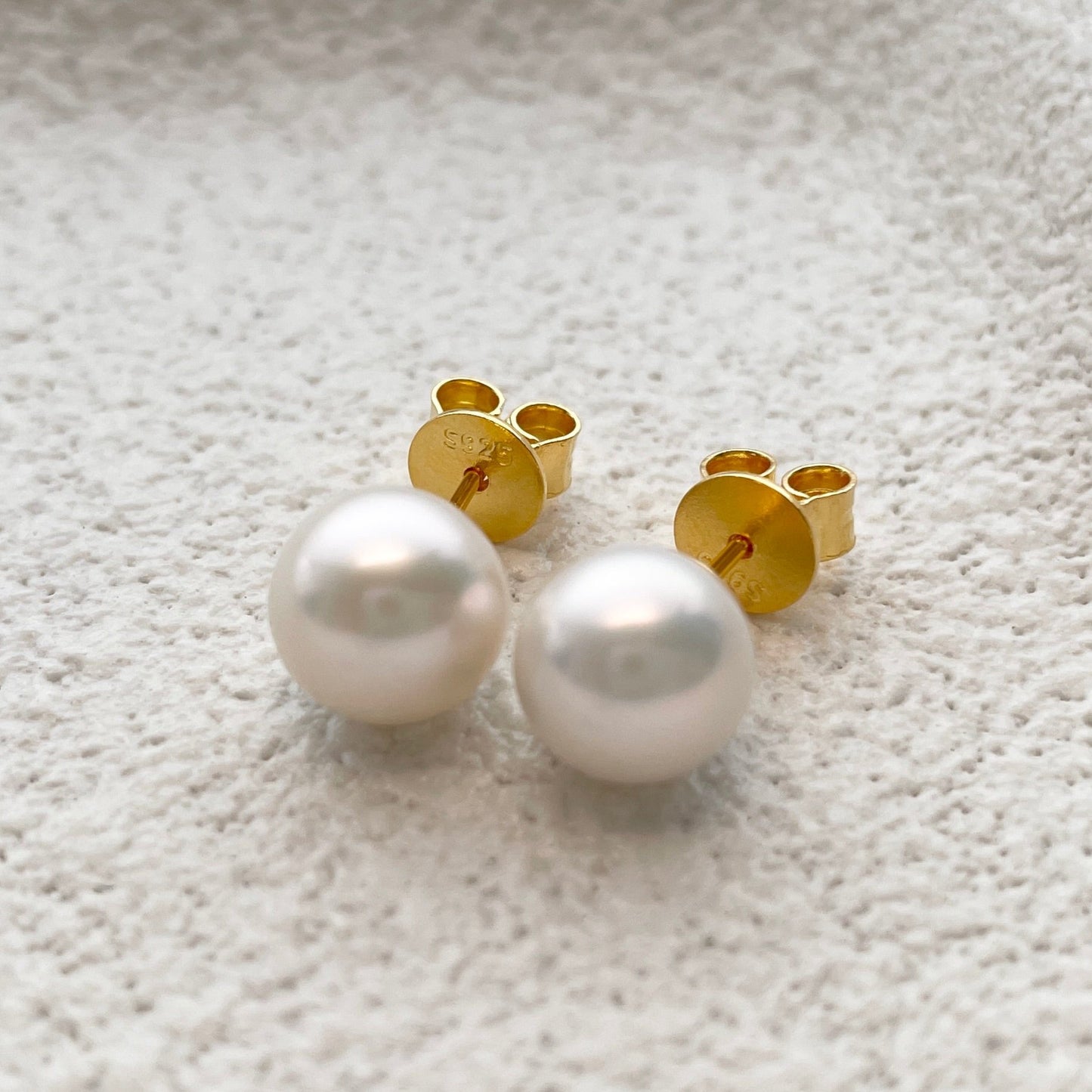 Silver pearl earrings gold plated