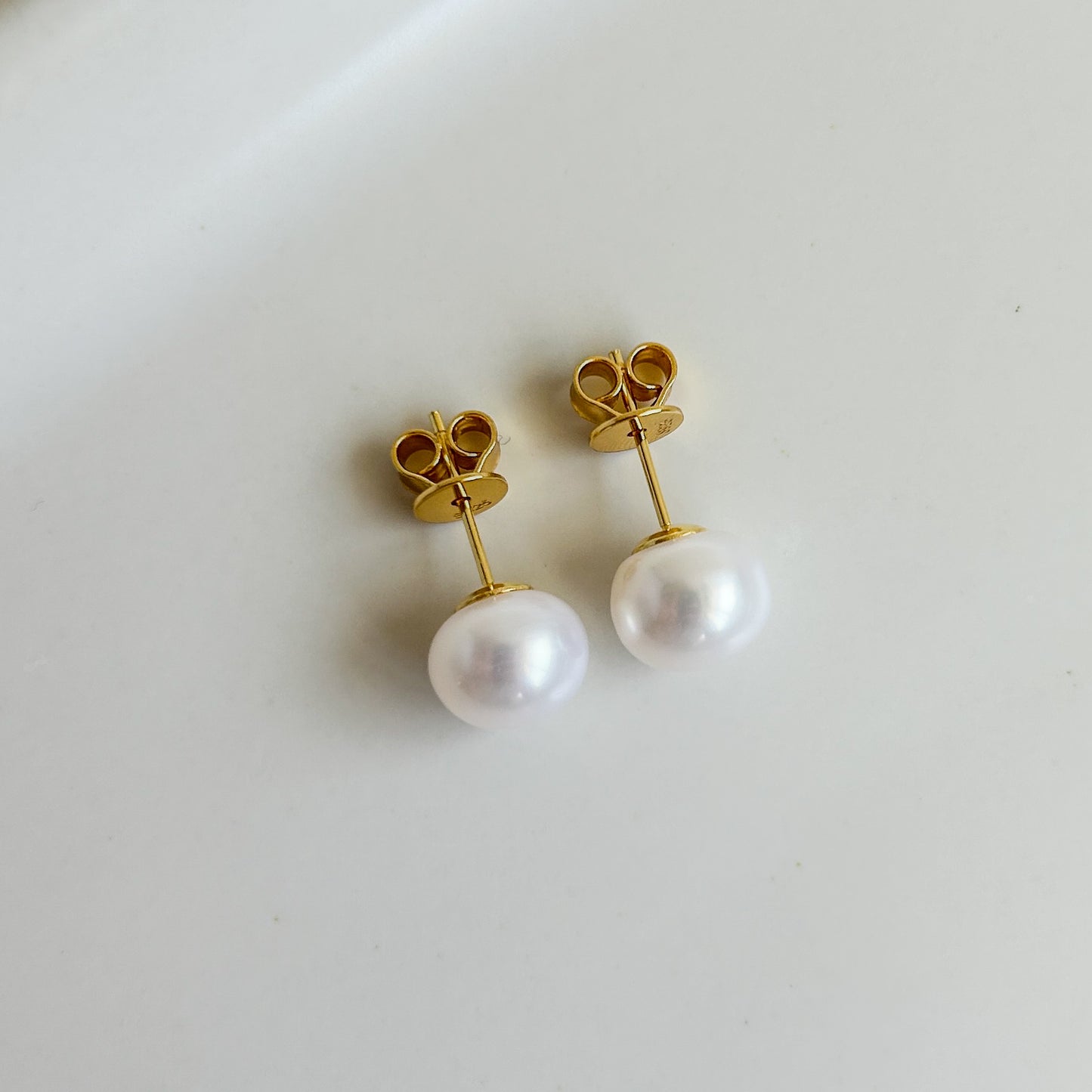 Button Pearl Stud Earrings