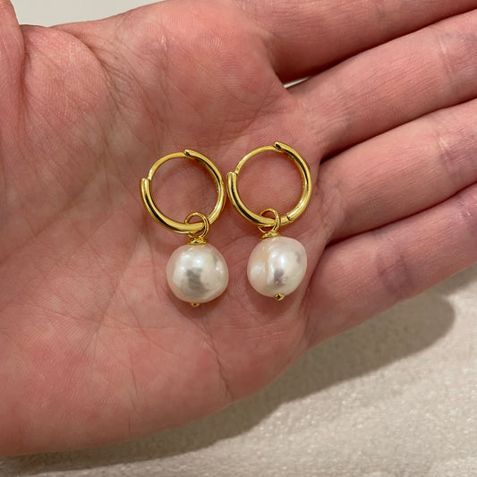 Baroque Pearl Hoop Earrings