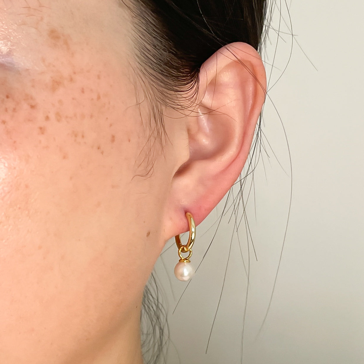 Petite Pearl Hoop Earrings