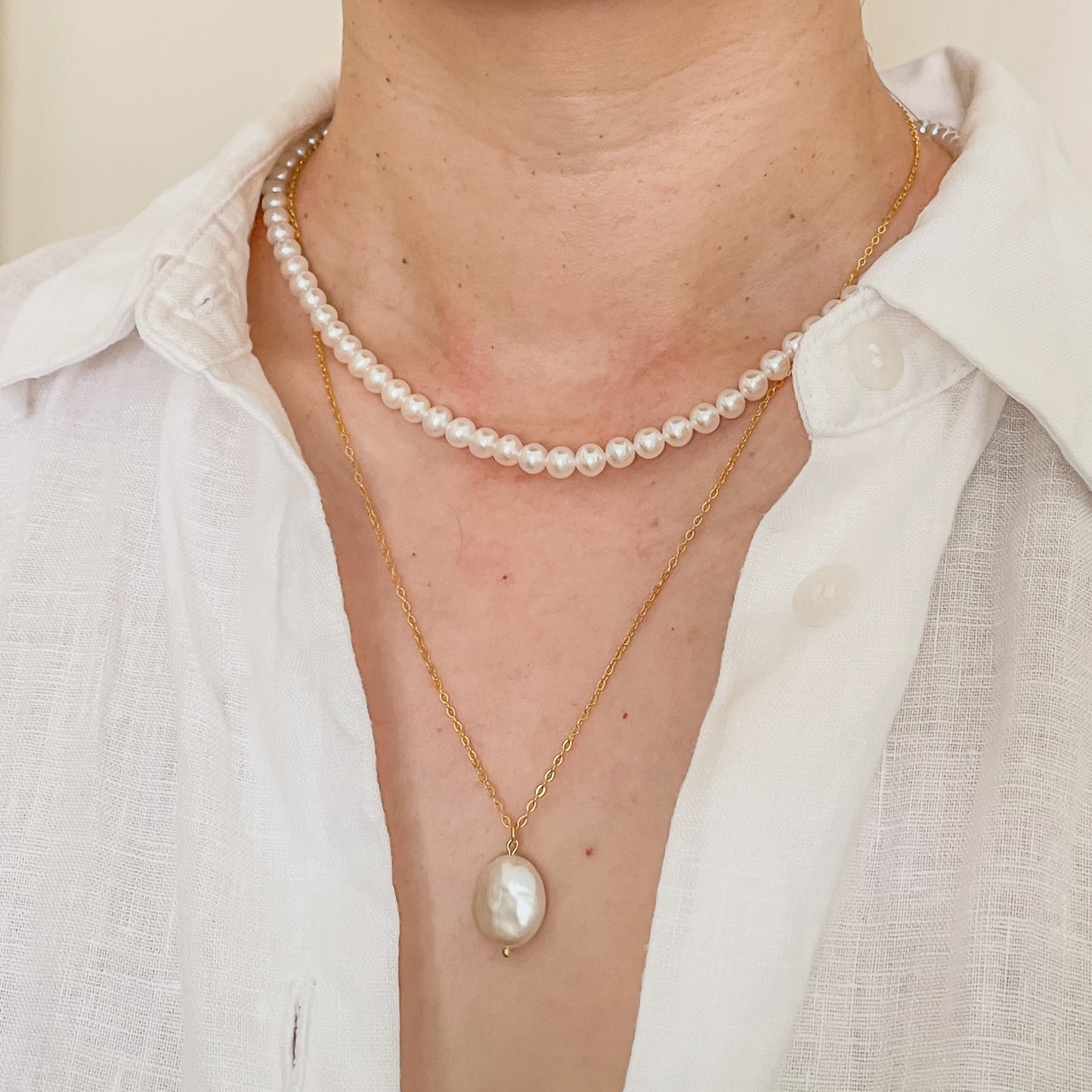 Coin Baroque Pearl Necklace
