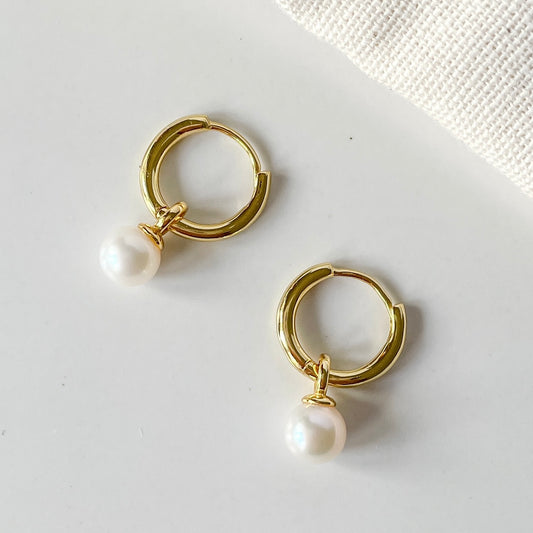 Petite Pearl Hoop Earrings