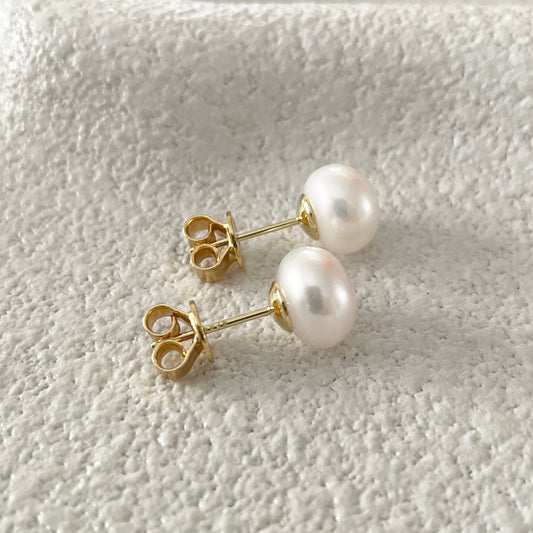 Button Pearl Stud Earrings