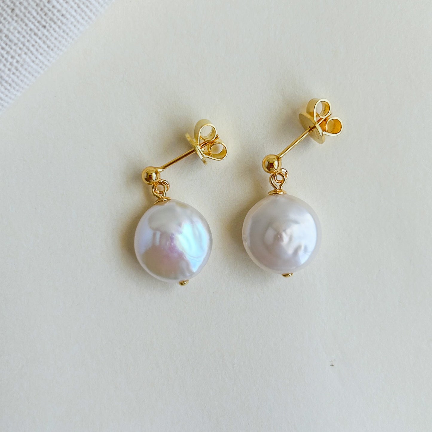 coin pearl earrings side